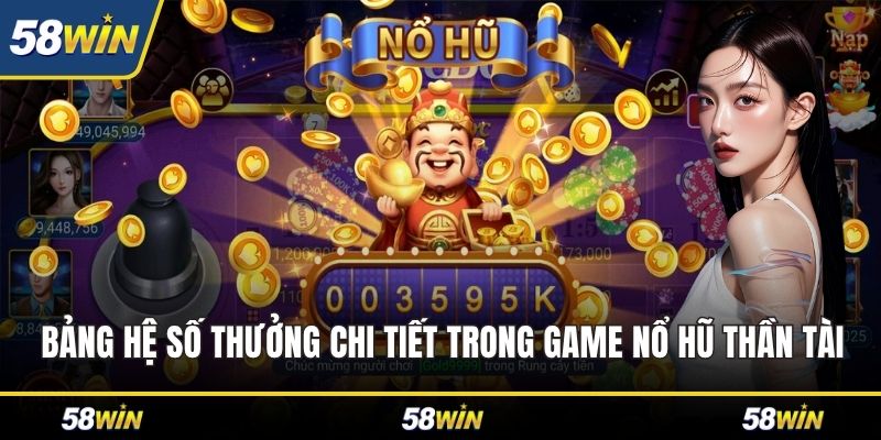 Bảng hệ số thưởng chi tiết trong game nổ hũ Thần Tài
